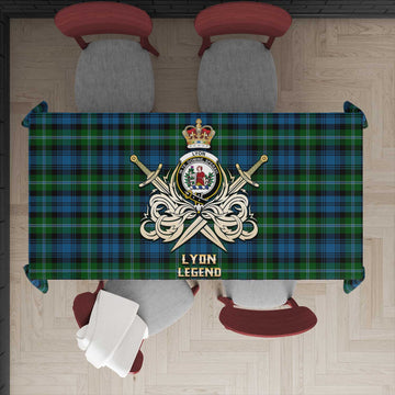 Lyon Tartan Tablecloth with Clan Crest and the Golden Sword of Courageous Legacy - Tartan Vibes Clothing
