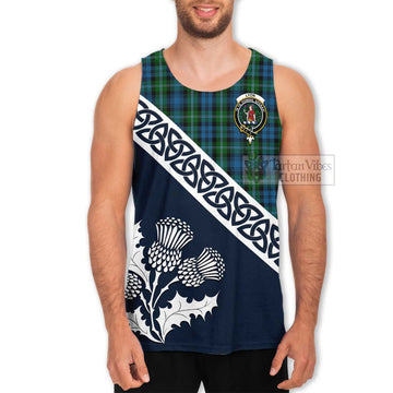 Lyon Tartan Men's Tank Top Featuring Thistle and Scotland Map Men - Tartan Vibes Clothing