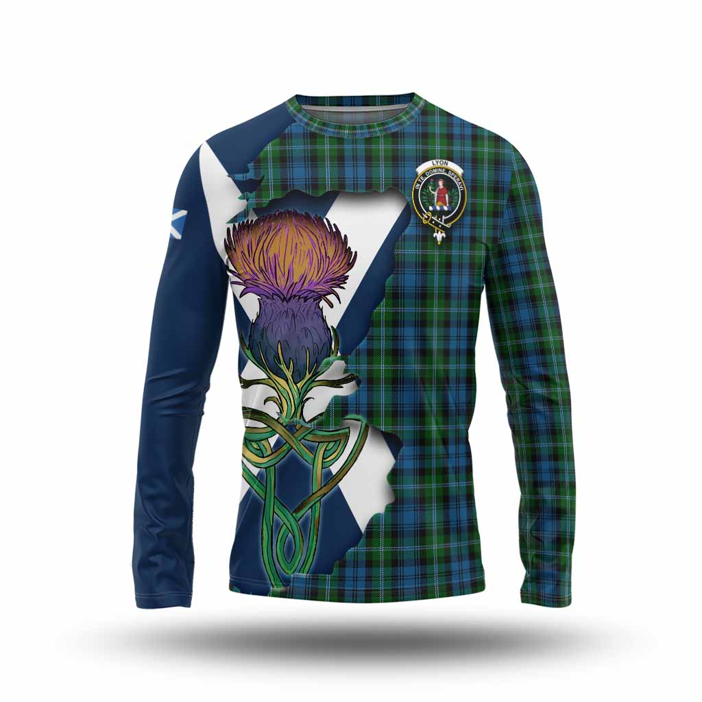 Lyon Tartan Family Crest Long Sleeve T-Shirt Scottish Thistle Celtic Inspired Unisex - Tartan Vibes Clothing