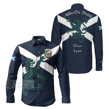 Lyon Tartan Lion Rampant Long Sleeve Button Shirt Proudly Display Your Heritage with Alba Gu Brath and Clan Name Men's Shirt S - Tartan Vibes Clothing