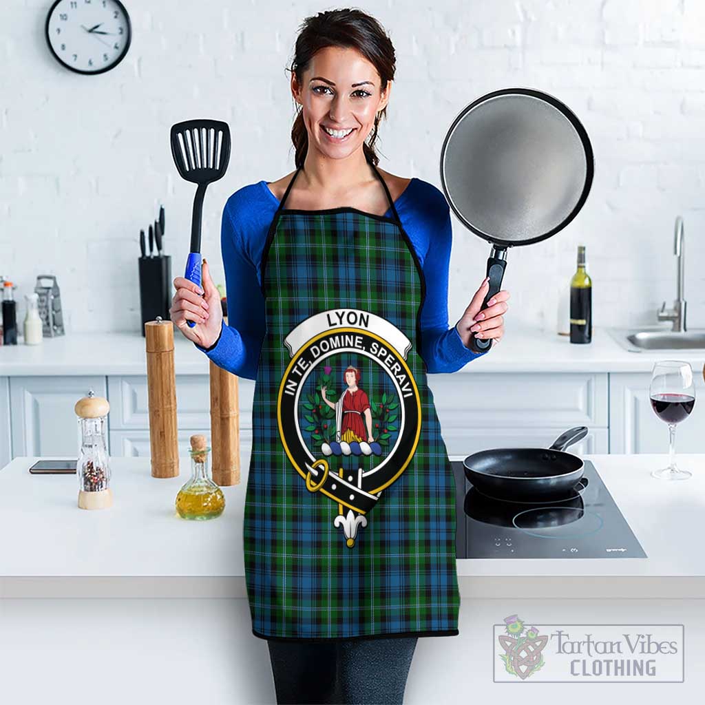Lyon Tartan Apron with Family Crest Black S 38x47 cm - Tartan Vibes Clothing