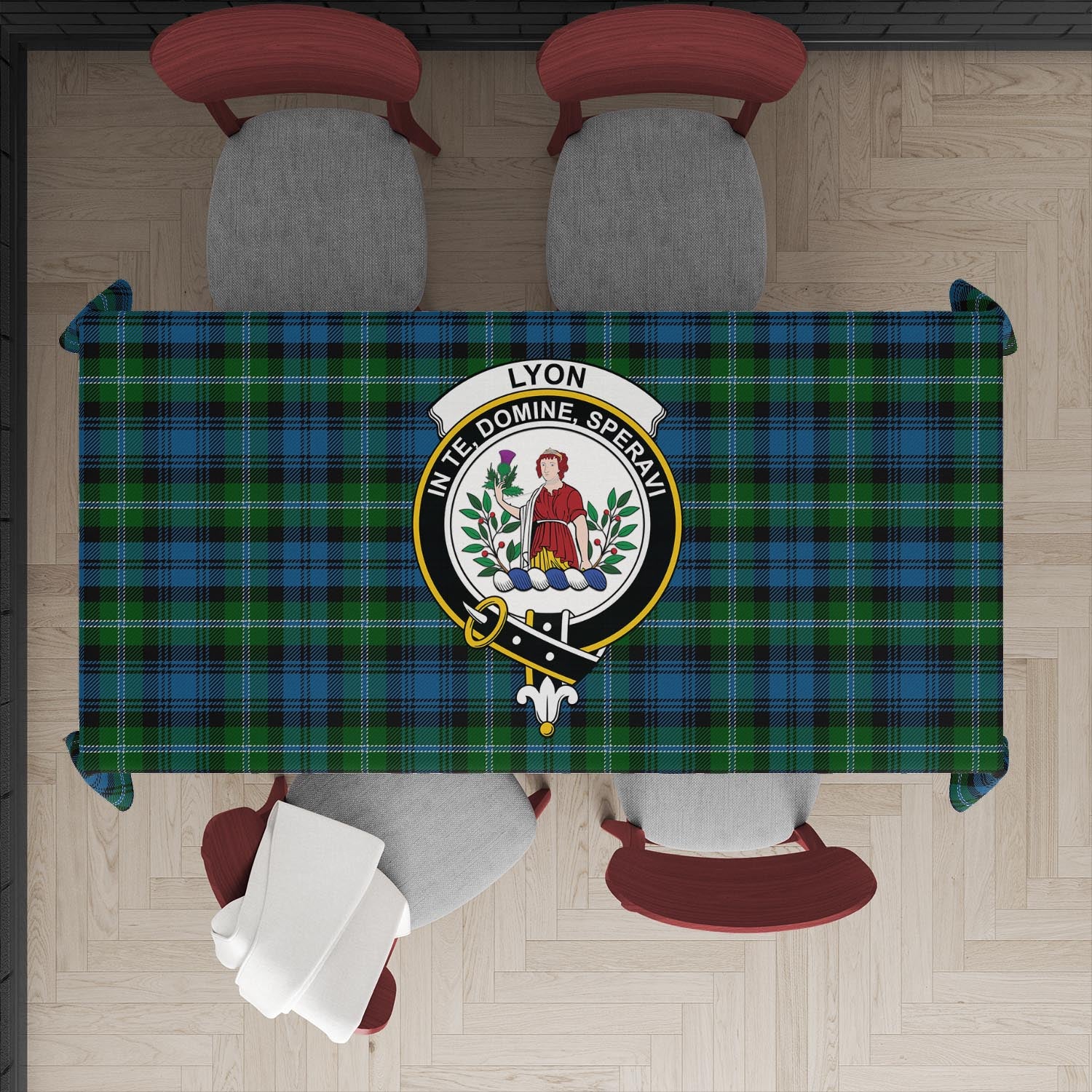 Lyon Tartan Tablecloth with Family Crest XL 57.1"x70.9"(145x180cm) - Tartan Vibes Clothing