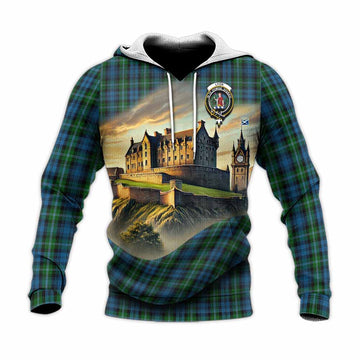 Lyon Tartan Family Crest Knitted Hoodie with Scottish Ancient Castle Style Unisex Knitted Pullover Hoodie - Tartan Vibes Clothing