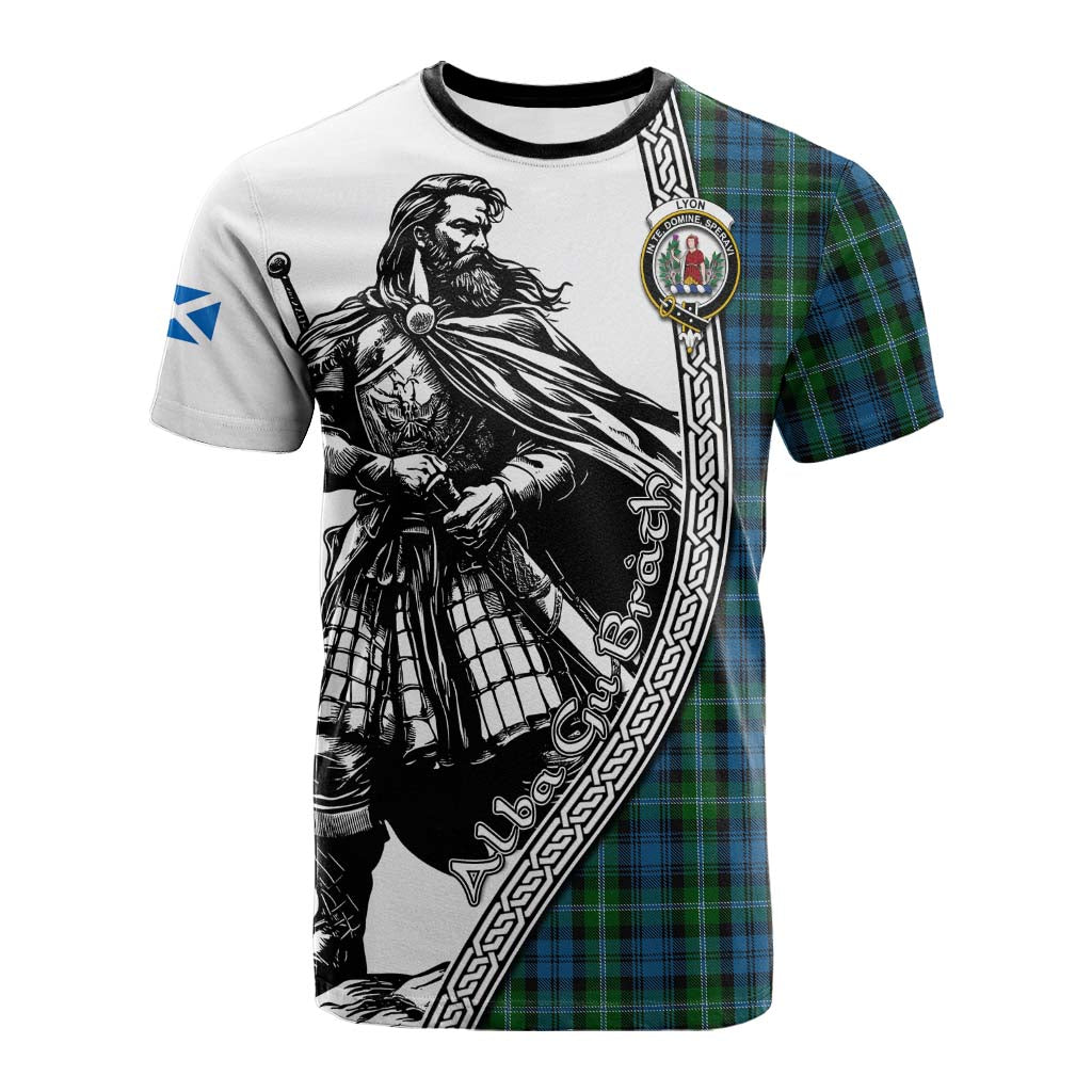 Lyon Tartan Clan Crest Cotton T-shirt with Highlander Warrior Celtic Style Kid's Shirt - Tartan Vibes Clothing