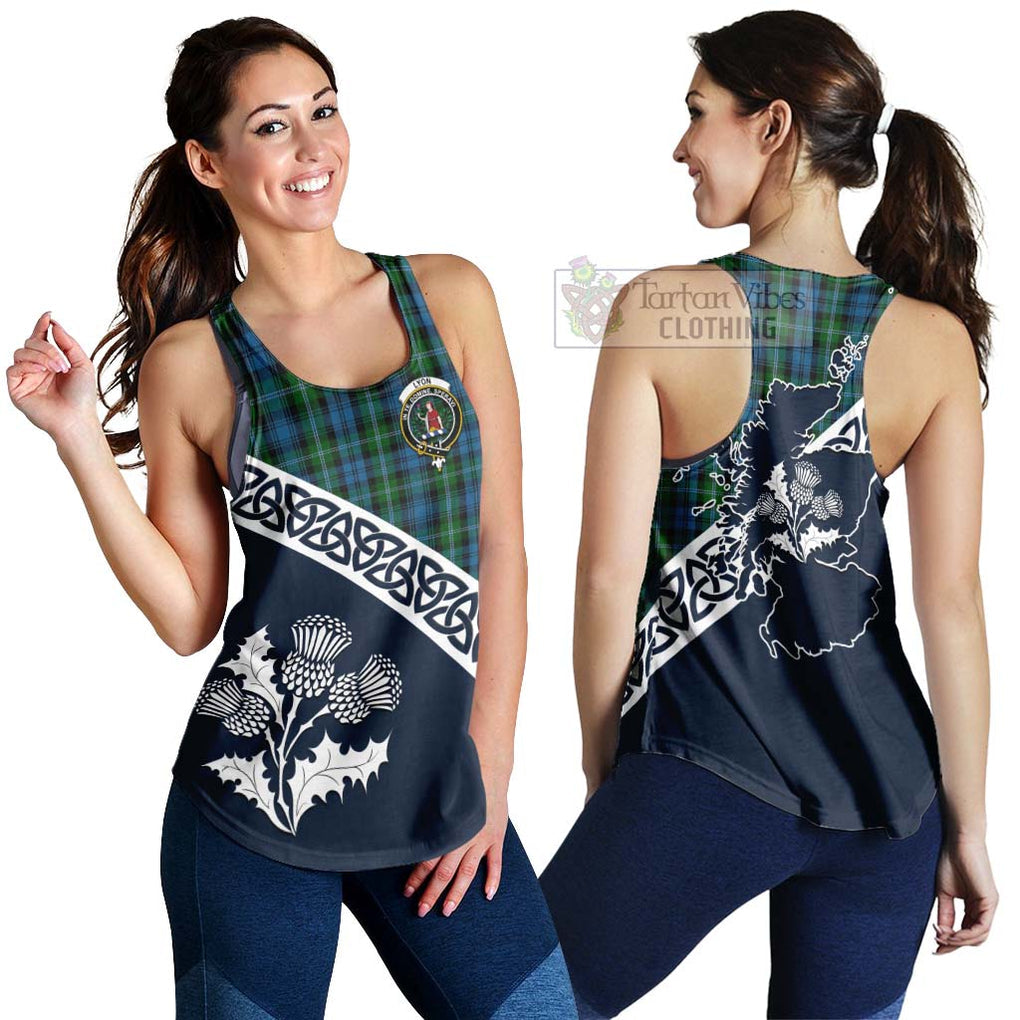 Lyon Tartan Women's Racerback Tanks Featuring Thistle and Scotland Map 4XL - Tartan Vibes Clothing