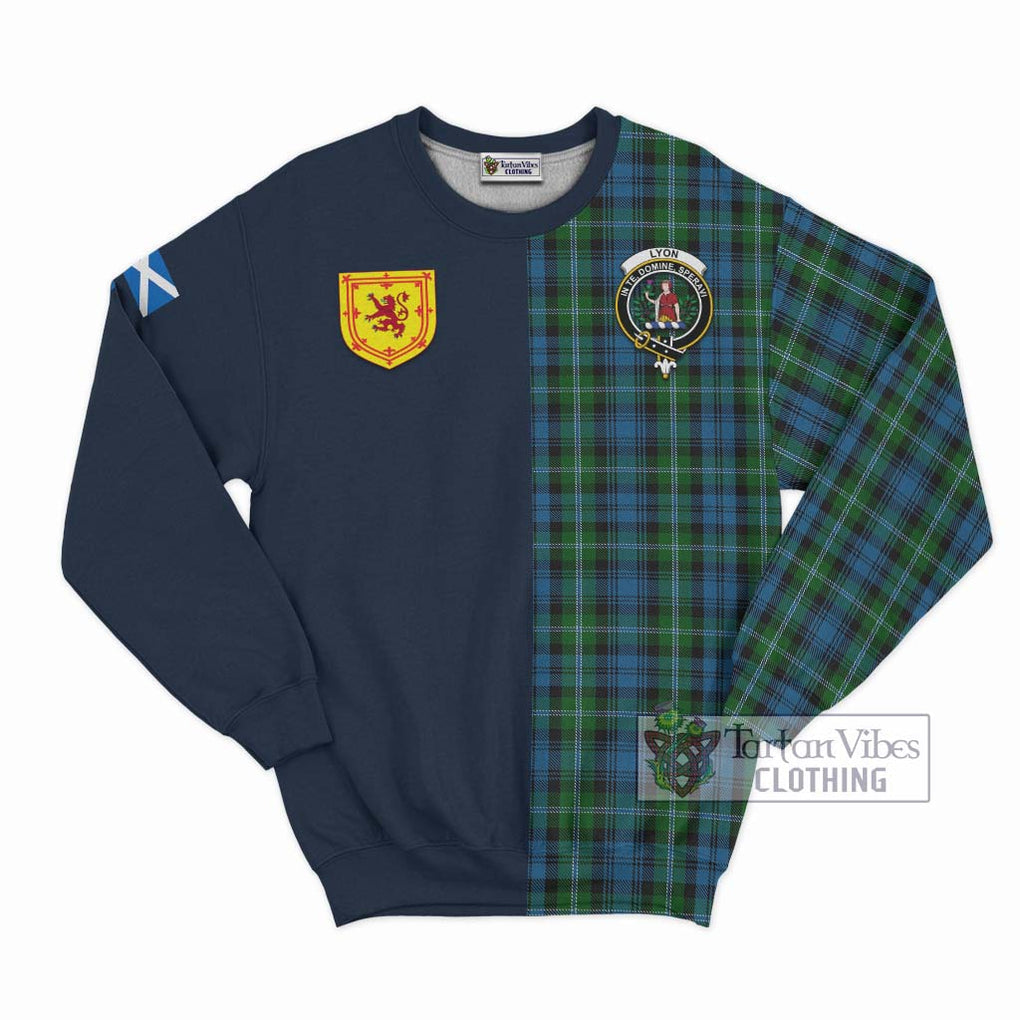 Lyon Tartan Sweatshirt Alba with Scottish Lion Royal Arm Half Style Unisex - Tartan Vibes Clothing