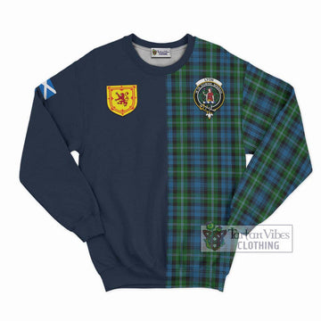 Lyon Tartan Sweatshirt Alba with Scottish Lion Royal Arm Half Style Unisex - Tartan Vibes Clothing