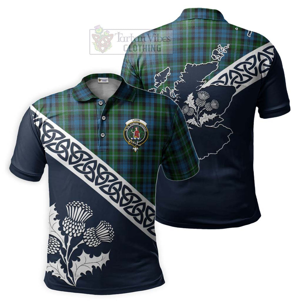 Lyon Tartan Polo Shirt Featuring Thistle and Scotland Map Kid - Tartanvibesclothing Store