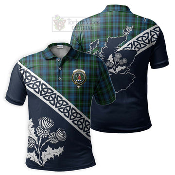 Lyon Tartan Polo Shirt Featuring Thistle and Scotland Map Kid - Tartanvibesclothing Store
