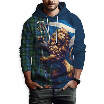 Lyon Tartan Family Crest Hoodie with Scottish Majestic Lion Zip Hoodie - Tartan Vibes Clothing