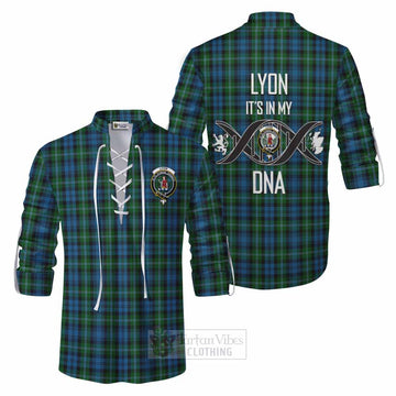 Lyon Tartan Ghillie Kilt Shirt with Family Crest DNA In Me Style Men - Tartan Vibes Clothing