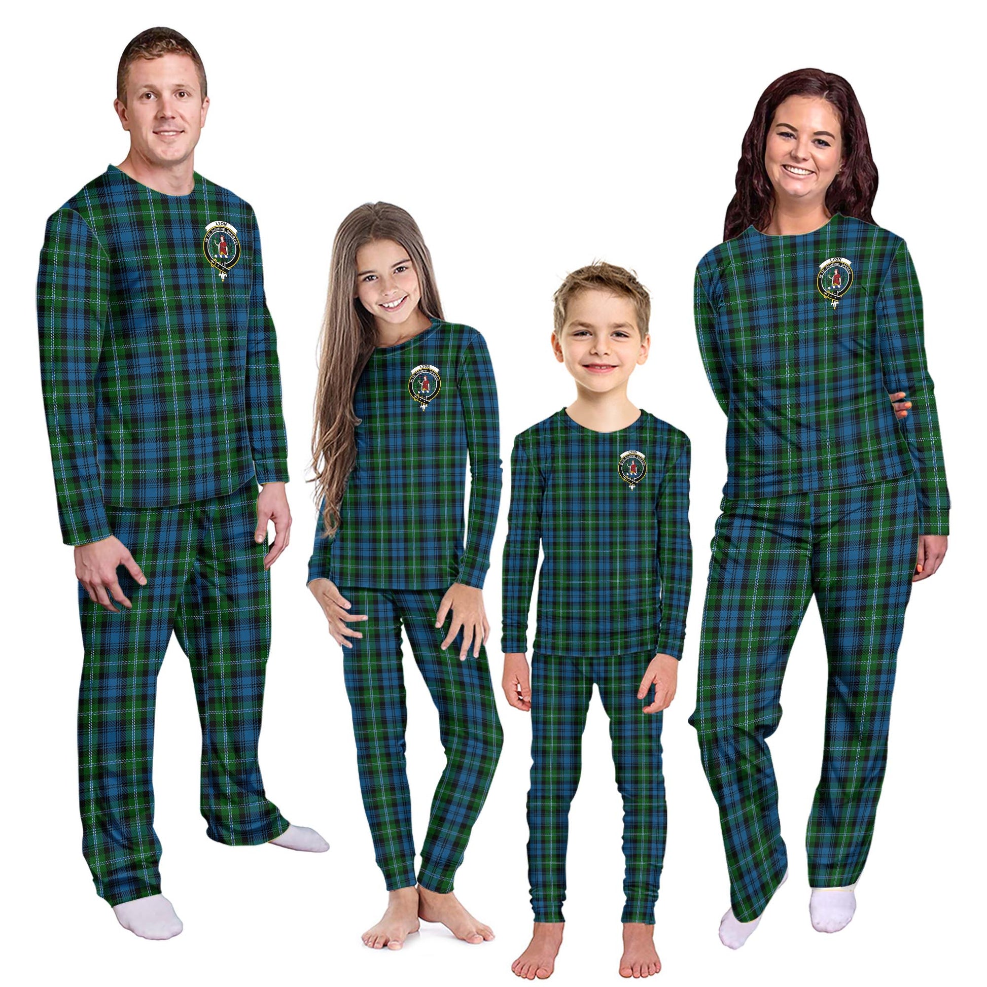 Lyon Tartan Pajamas Family Set with Family Crest Kid - Tartan Vibes Clothing