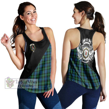 Lyon Tartan Women's Racerback Tanks with Family Crest and Military Logo Style 4XL - Tartan Vibes Clothing