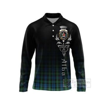 Lyon Tartan Long Sleeve Polo Shirt Featuring Alba Gu Brath Family Crest Celtic Inspired Unisex - Tartan Vibes Clothing
