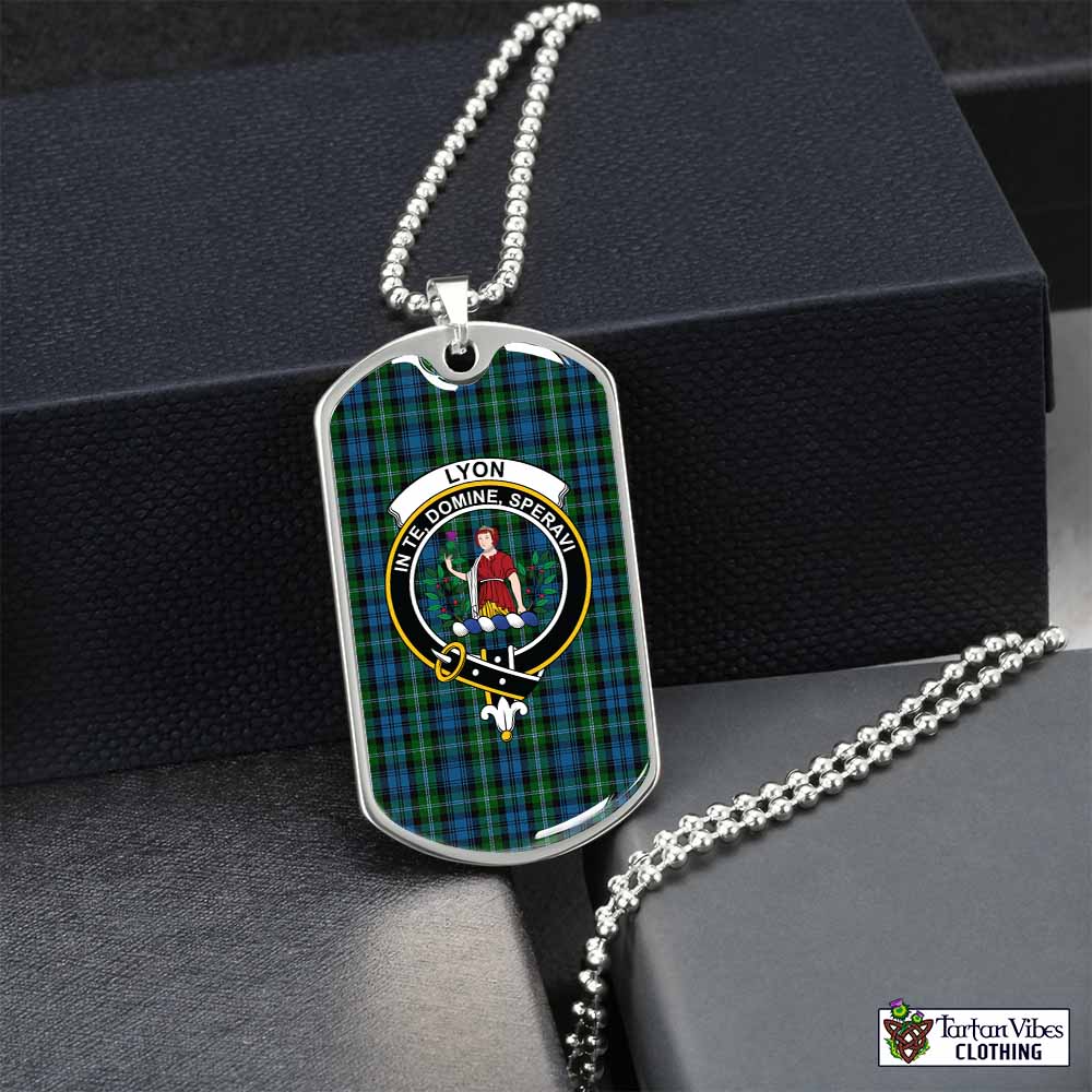 Lyon Tartan Dog Tag Necklace with Family Crest Silver No - Tartan Vibes Clothing