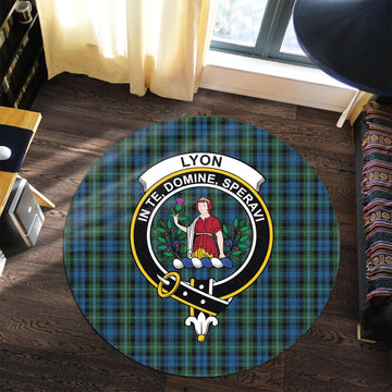 Lyon Tartan Round Rug with Family Crest Premium Round Rug - Tartan Vibes Clothing