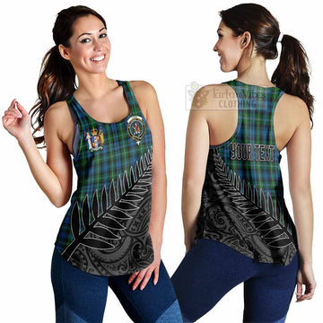 Lyon Crest Tartan Women's Racerback Tanks with New Zealand Silver Fern Half Style 4XL - Tartan Vibes Clothing
