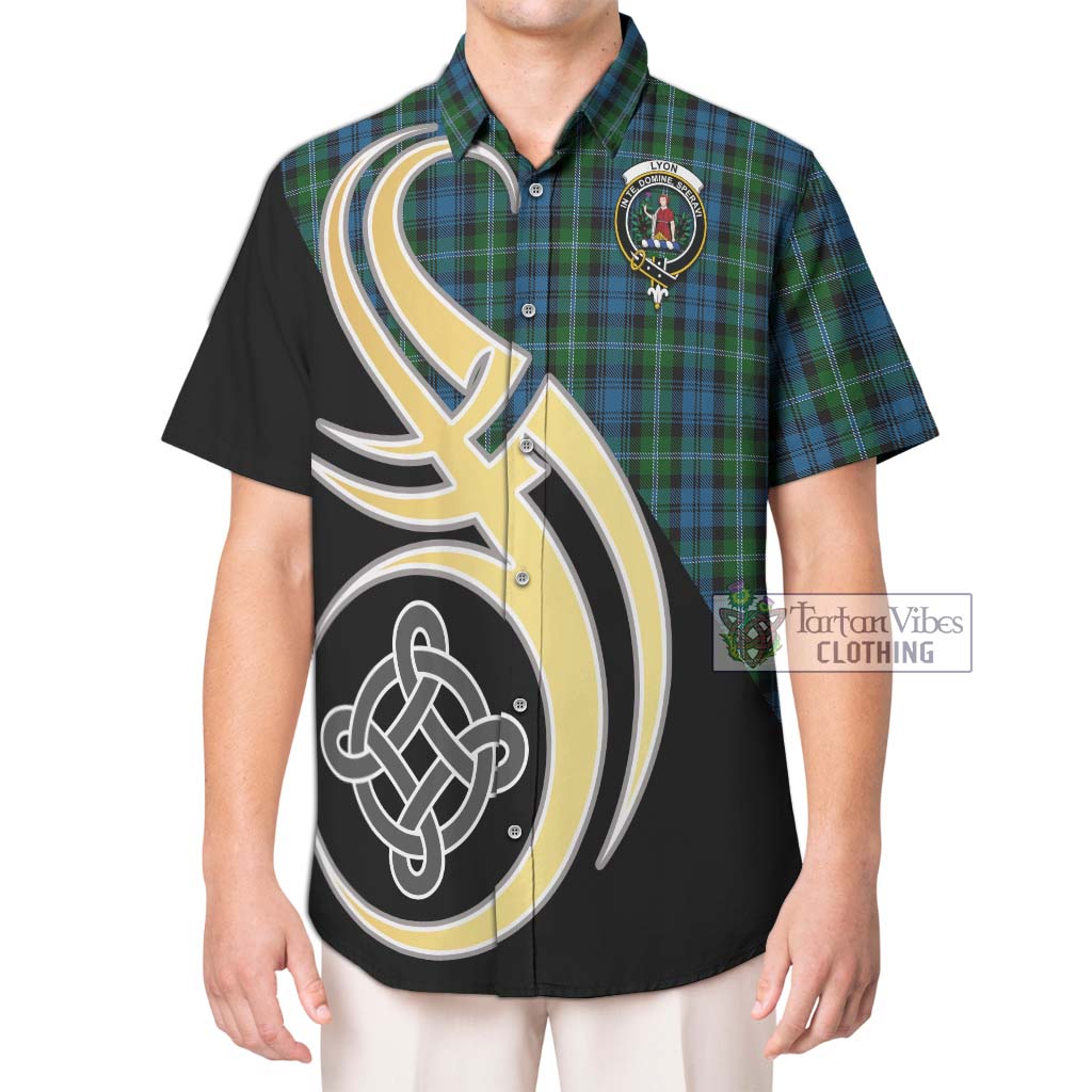 Lyon Tartan Hawaiian Shirt with Family Crest and Celtic Symbol Style Kid - Tartan Vibes Clothing