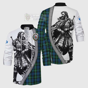 Lyon Tartan Clan Crest Ghillie Kilt Shirt with Highlander Warrior Celtic Style Men - Tartan Vibes Clothing