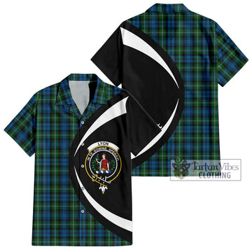 Lyon Tartan Hawaiian Shirt with Family Crest Circle Style Kid - Tartan Vibes Clothing