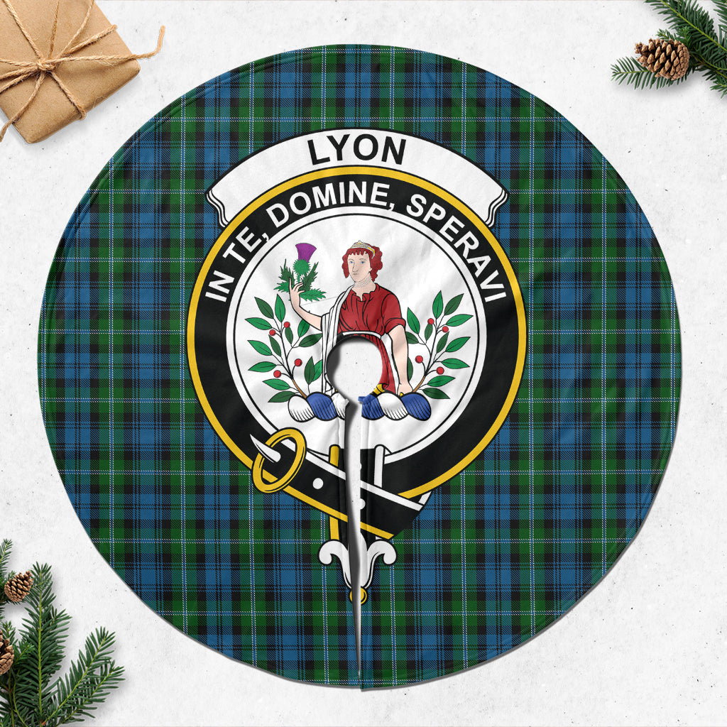 Lyon Tartan Christmas Tree Skirt with Family Crest 47*47 inch - Tartan Vibes Clothing