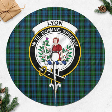 Lyon Tartan Christmas Tree Skirt with Family Crest 47*47 inch - Tartan Vibes Clothing