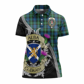 Lyon Tartan Family Crest Women's Polo Shirt Lion Rampant Royal Thistle Shield Celtic Inspired Women - Tartan Vibes Clothing