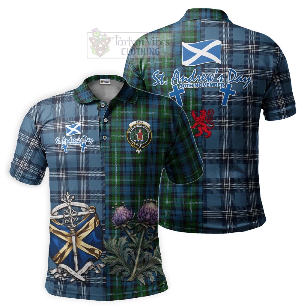 Lyon Tartan Polo Shirt Happy St. Andrew's Day Half Tartan Style Kid - Tartan Vibes Clothing