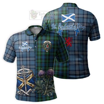 Lyon Tartan Polo Shirt Happy St. Andrew's Day Half Tartan Style Kid - Tartan Vibes Clothing