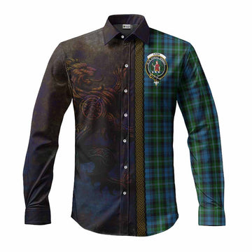Lyon Tartan Family Crest Long Sleeve Button Shirt Alba Gu Brath Be Brave Lion Ancient Style Men's Shirt S - Tartan Vibes Clothing