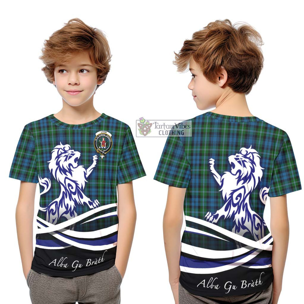 Lyon Tartan Kid T-Shirt with Alba Gu Brath Regal Lion Emblem Youth XL Size14 - Tartan Vibes Clothing