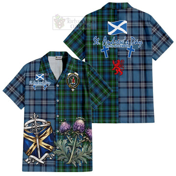 Lyon Tartan Hawaiian Shirt Happy St. Andrew's Day Half Tartan Style Kid - Tartan Vibes Clothing