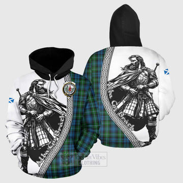 Lyon Tartan Clan Crest Hoodie with Highlander Warrior Celtic Style Zip Hoodie - Tartan Vibes Clothing