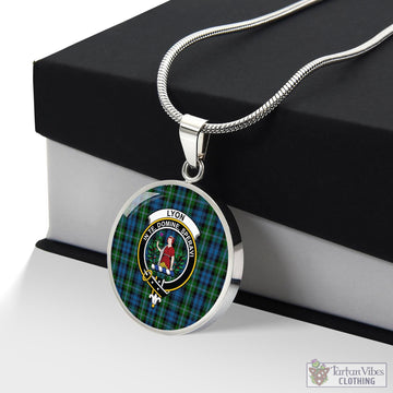 Lyon Tartan Circle Necklace with Family Crest Luxury Necklace (Silver) No - Tartan Vibes Clothing