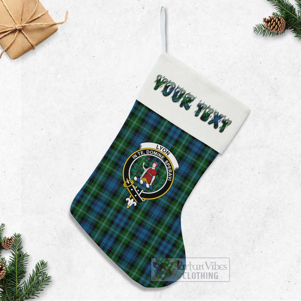 Lyon Tartan Family Crest Christmas Stocking with Personalized Text - Tartan Vibes Clothing