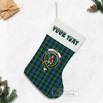 Lyon Tartan Family Crest Christmas Stocking with Personalized Text - Tartan Vibes Clothing
