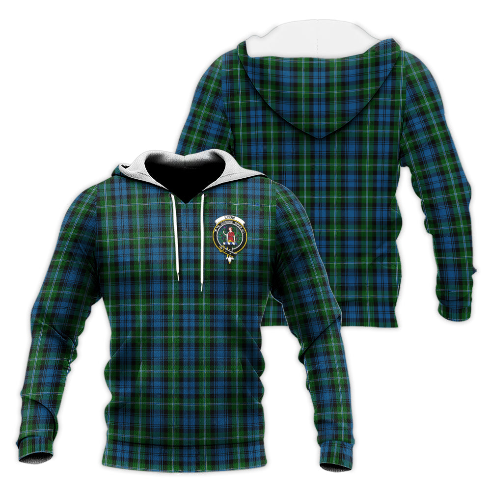 Lyon Tartan Knitted Hoodie with Family Crest Unisex Knitted Pullover Hoodie - Tartan Vibes Clothing