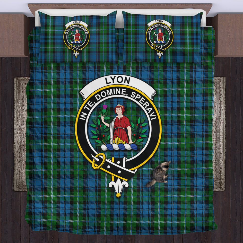 Lyon Tartan Bedding Set with Family Crest US Bedding Set - Tartan Vibes Clothing