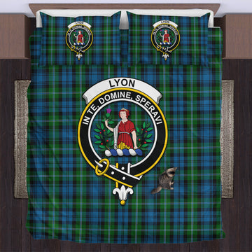 Lyon Tartan Bedding Set with Family Crest US Bedding Set - Tartan Vibes Clothing