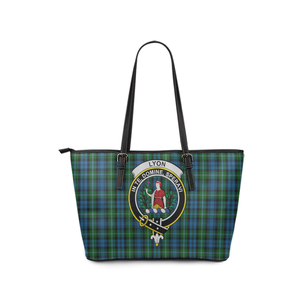 Lyon Tartan Leather Tote Bag with Family Crest - Tartan Vibes Clothing