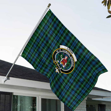 Tartan Vibes Clothing Lyon Tartan House Flag with Family Crest