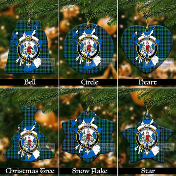 Lyon Tartan Christmas Ceramic Ornaments with Family Crest and Scotland Map Ceramic - Tartan Vibes Clothing