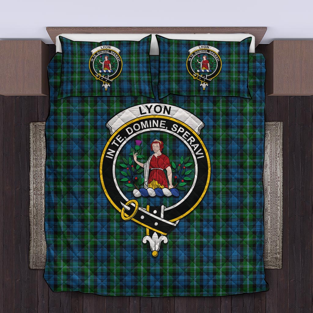 Lyon Tartan Quilt Bed Set with Family Crest King - Tartan Vibes Clothing