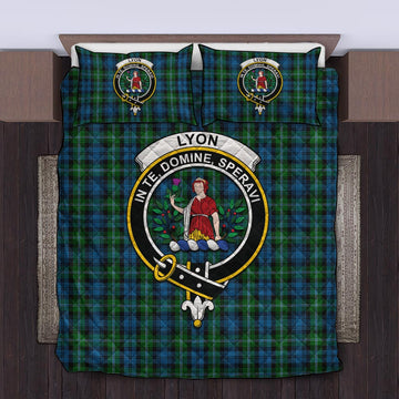 Lyon Tartan Quilt Bed Set with Family Crest King - Tartan Vibes Clothing