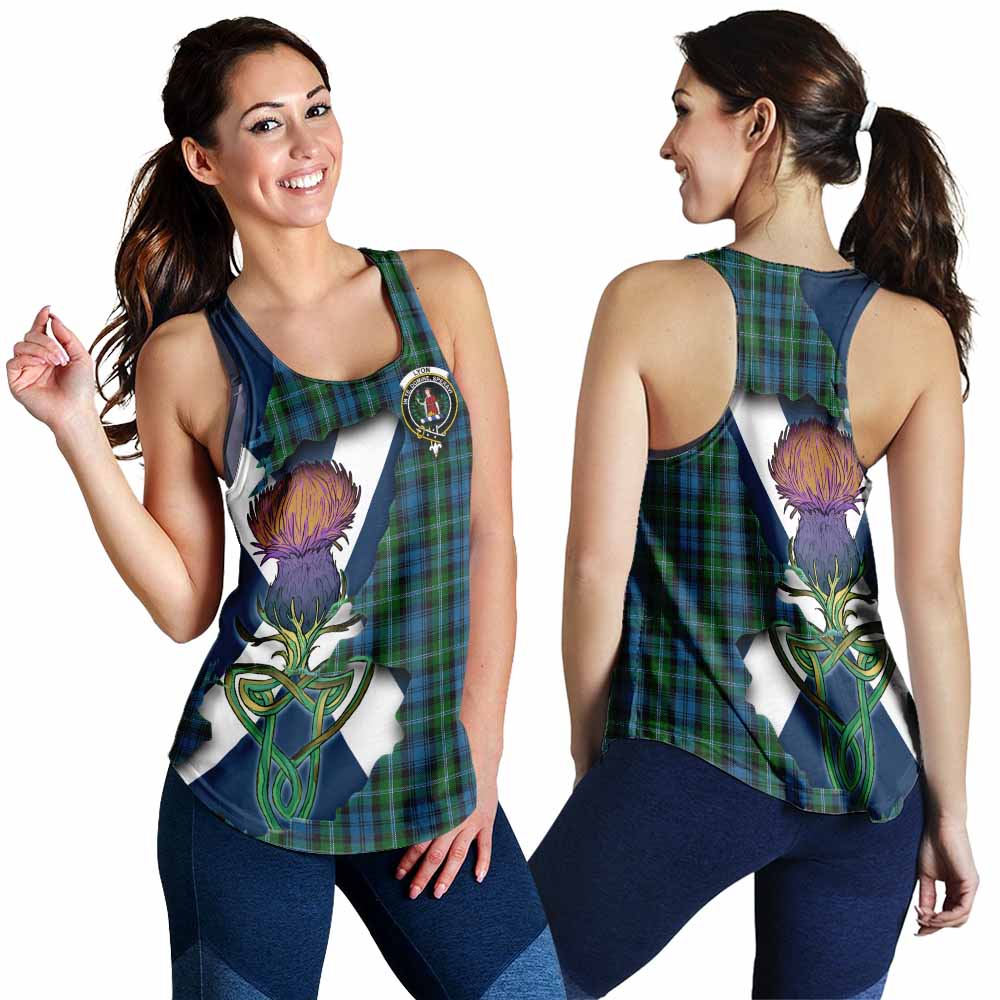 Lyon Tartan Family Crest Women's Racerback Tanks Scottish Thistle Celtic Inspired 4XL - Tartan Vibes Clothing
