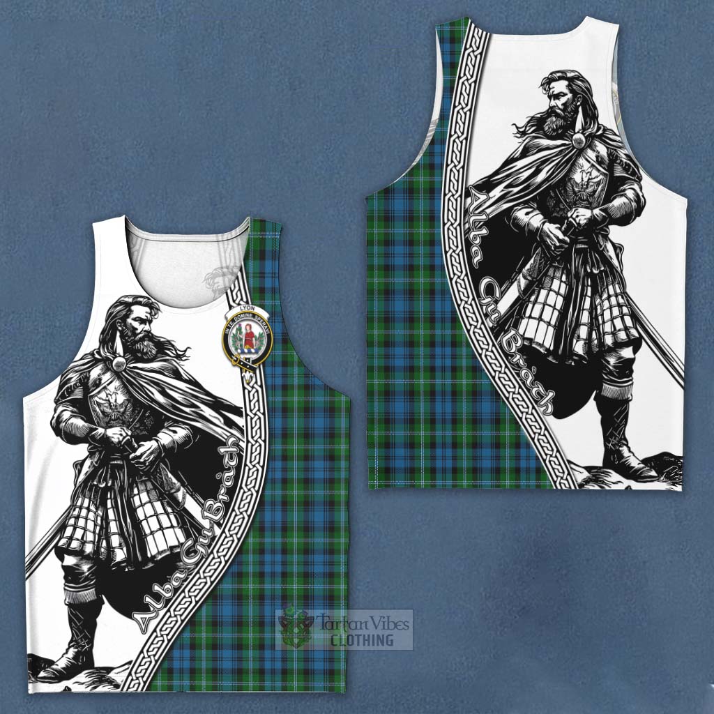 Lyon Tartan Clan Crest Men's Tank Top with Highlander Warrior Celtic Style Men - Tartan Vibes Clothing