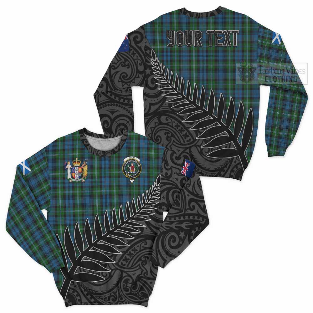 Lyon Crest Tartan Sweatshirt with New Zealand Silver Fern Half Style Unisex - Tartan Vibes Clothing