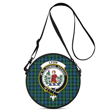 Lyon Tartan Round Satchel Bags with Family Crest One Size 9*9*2.7 inch - Tartan Vibes Clothing