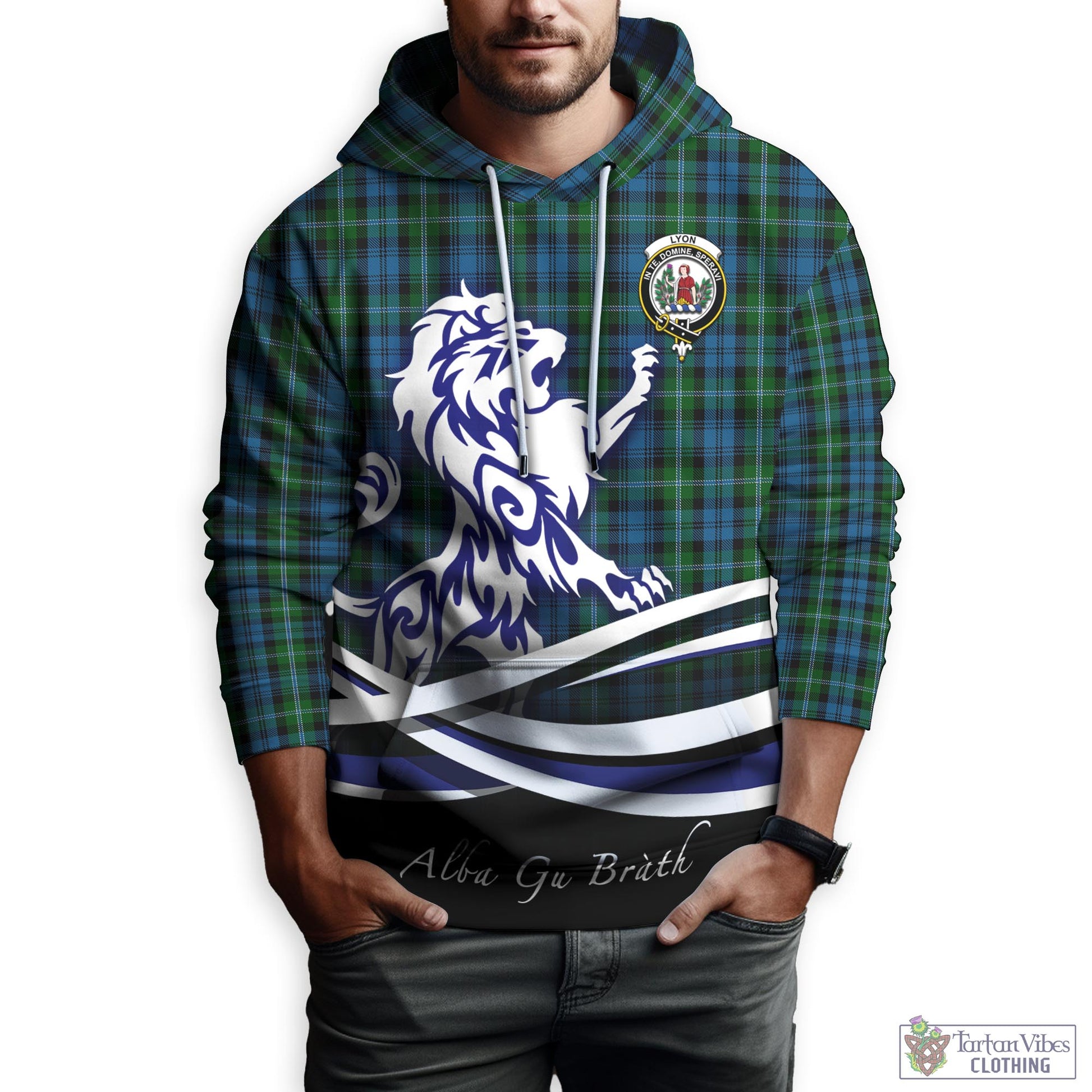 Lyon Tartan Hoodie with Alba Gu Brath Regal Lion Emblem Zip Hoodie - Tartan Vibes Clothing