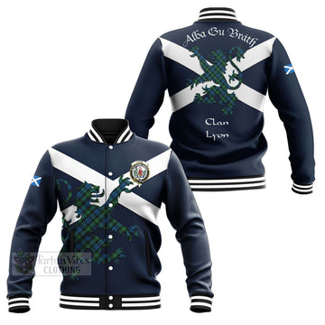 Lyon Tartan Lion Rampant Baseball Jacket Proudly Display Your Heritage with Alba Gu Brath and Clan Name Unisex - Tartan Vibes Clothing